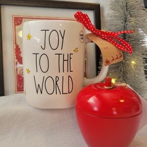 RaeDunn Joy to the World Holiday Mug & Red Cinnamon Candle
